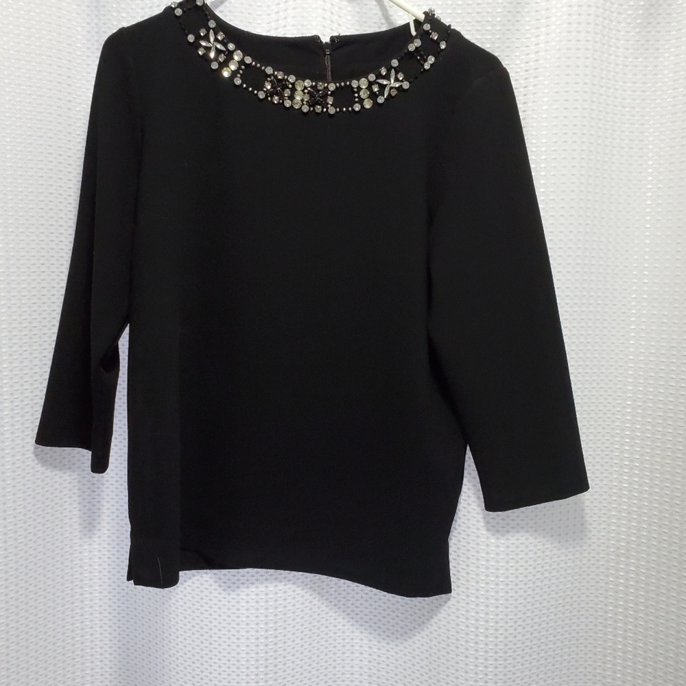 KARL LAGERFELD black shirt with rhinestone collar